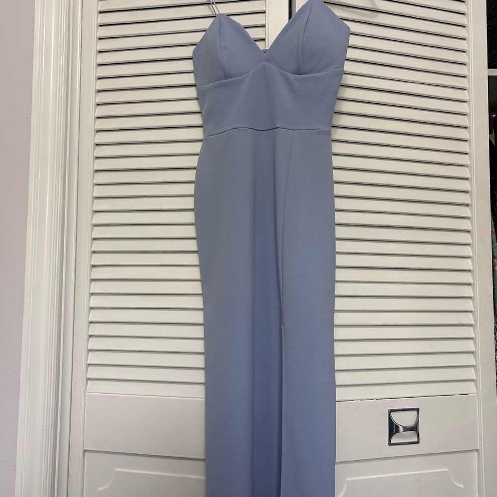 New Look Light Blue Midi Dress With Leg Slit